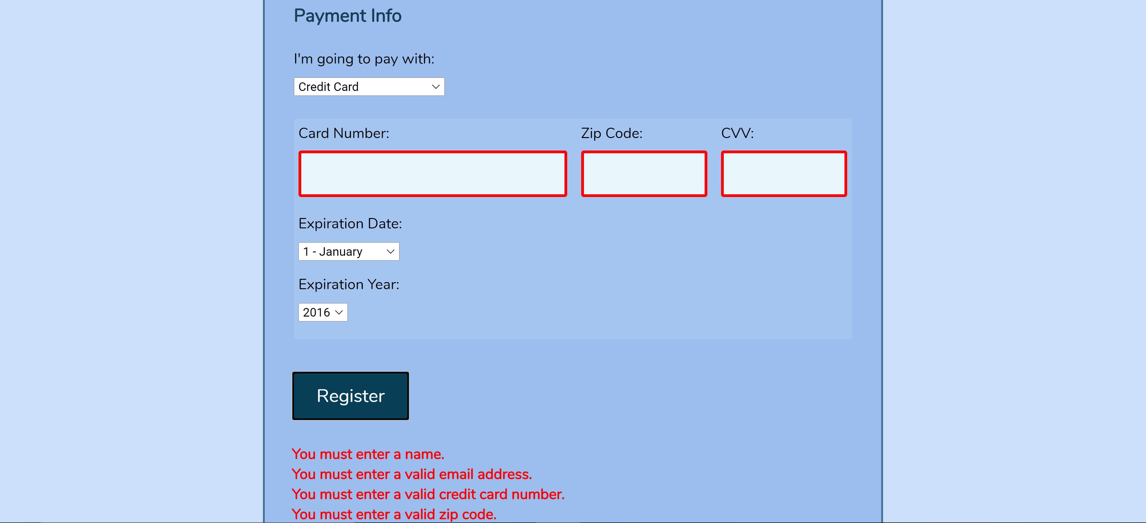 Conference Signup Form